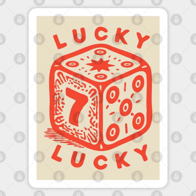 Lucky Number Seven Dice - Vintage Casino Game Graphic Magnet by TuncGK